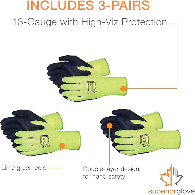 Superior Glove Large 3 Pack Green Protective Gardening Gloves