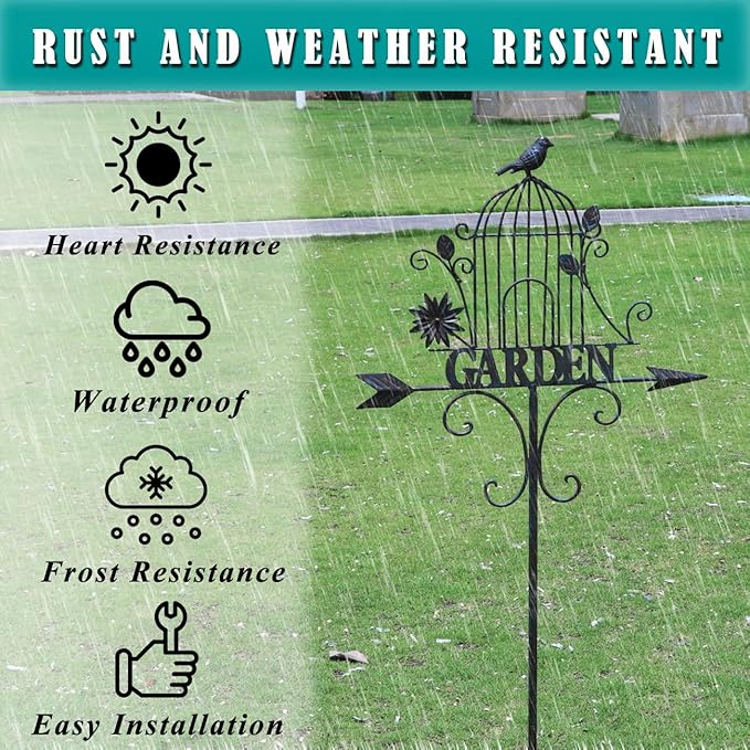 Decorative Garden Stakes，Metal Garden Sign for Outdoor Lawn Backyard Porch Pathway Decor