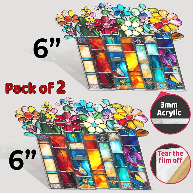 2 Bookaholic Suncatchers, Mountain and Flower Book Acrylic Ornaments Window Hanging, Bookish Librarian Gifts for Fantasy Book Lover Reader Women Accessories Library Bookshelf Decor SC-62-1