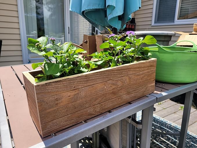 Handmade Cedar Wood Planter Box – Custom Small Indoor Outdoor Window Herb Box with Drainage Hole – Rustic Kitchen, Living Room, or Wedding Decor – Made in USA – Wood Flower or Plant Holder (18")