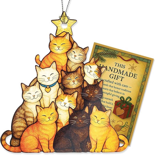 Funny Christmas Cat ornaments 2025 - Cat christmas ornament - Cat ornaments for christmas tree - Gray Orange Tuxedo cat for christmas decor - Funny Christmas ornaments 2025 - Christmas Decoration