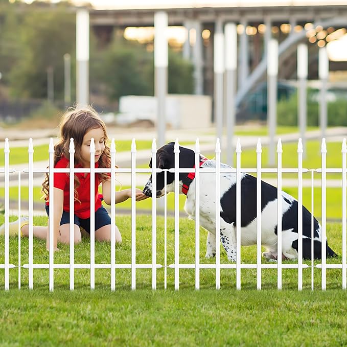 Metal Garden Fence 24" W x 24" H (5 Panels, Total 10 ft), Decorative Border Folding Fence, Landscape Fencing for Flower Bed, Yard, Animal Barrier