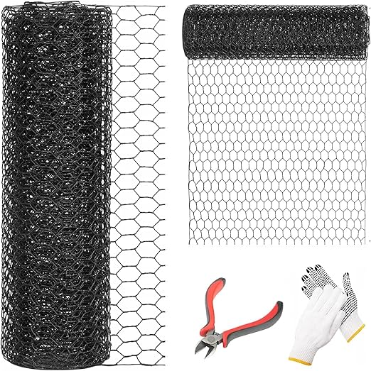 1/2 Inch Black Wire Mesh Roll - 48'' x 100' Chicken Wire Fence, 21 Gauge Hardware Cloth Poultry Netting for Garden/Animal Barrier/Rabbit/Floral/Chicken Coop/DIY Projects