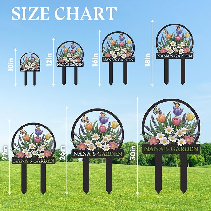 Personalized Garden Signs, Colorful Flowers Garden Decor for Outside, Decorative Yard Stakes, Metal Yard Art, Patio Decor, Custom Last Name Sign, Lawn Art, Gardening Gifts Color01