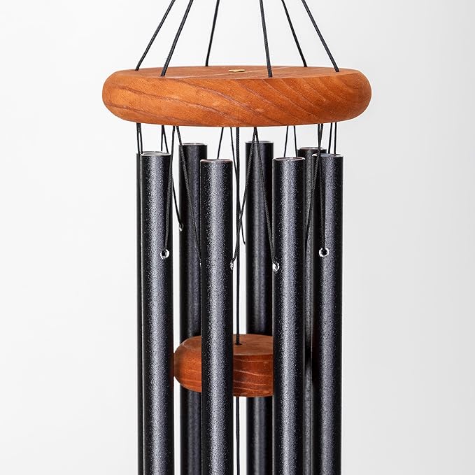 Festival 24-inch Redwood Wind Chime 8 Tubes in Black by Wind River for Patio, Backyard, Garden, and Outdoor décor. Made in The USA