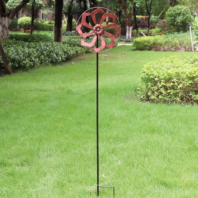 Outdoor Garden Wind Spinner Metal Decorative Yard Kinetic Sculpture Classic Rustic 48x10 Inch