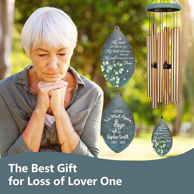 ASTARIN 35" Butterfly Personalized Wind Chimes for Loss of Loved One, Sympathy Gifts for Loss Mom Dad, Windchimes in Memory of a Loved One, Custom Name Outdoor Wind Chime(Produced in USA)