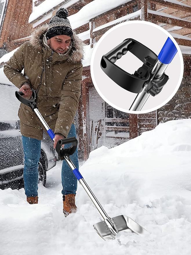 Shovel Garden Tool Handle Attachment, Universal Back Saver Grip for Shovels, Rakes, Hoes, Spades & Long-Handle Yard Lawns Tools, D Grip Ergonomic Handle Replacement Helper, Easy Comfort Hold, Black