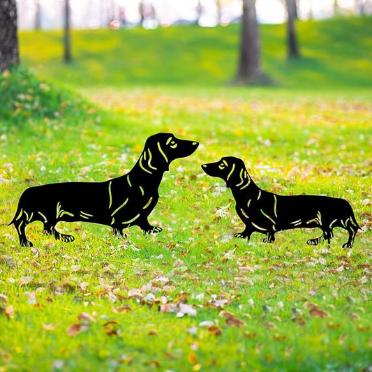Dachshund Dog Metal Decor for Outside,Garden Stakes Decorative Dog Gifts for Women/Men,Black Silhouette Statues for Yard Ornaments,Lawn, Patio, Pathway,Outdoor Garden Decor