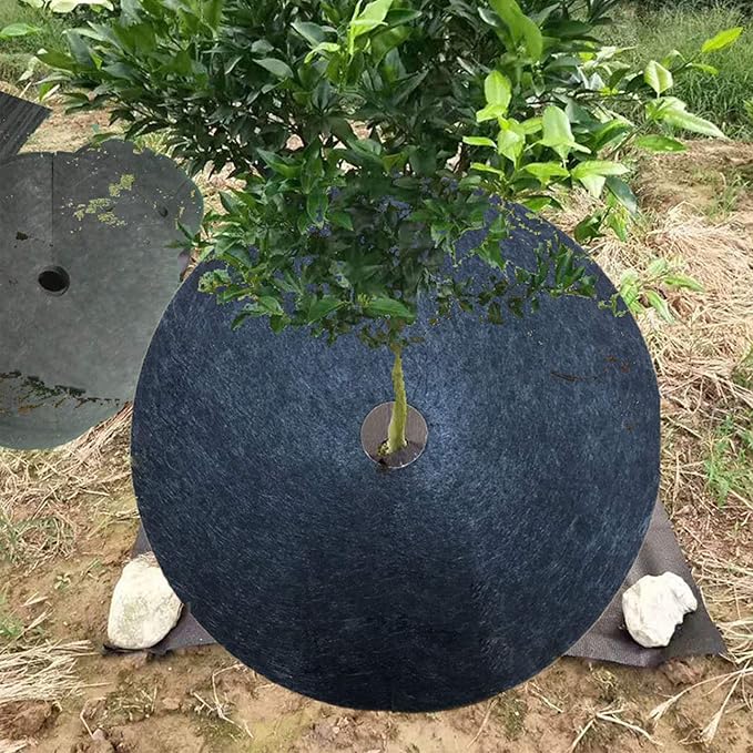 EBaokuup 20 Pack 16.5 Inch Non-Woven Tree Mulch Ring - Degradable Tree Protector Mat, Reusable Tree Weed Barrier Mat for Weed Control Root Protection