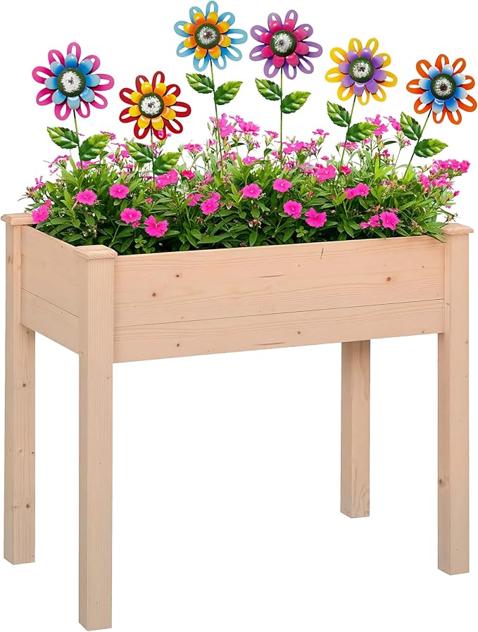 Metal Garden Flower Stakes, Outdoor Yard Art Decorations, 16.5 inch Height, Set of 6 Colorful Daisies (Yard Garden Decor)