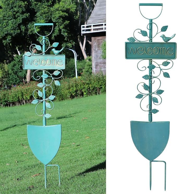 Metal Garden Stakes, Garden Stakes Decorative,Outdoor Welcome Sign for Patio Garden Decor.