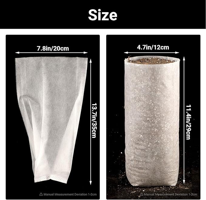 100pcs Nursery Bags for Plants - 7.87x13.77 inches Breathable Plant Grow Bags, Fabric Grow Seedling Pots for Vegetable, Fruit, Flower