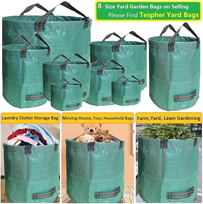 Professional 2-Pack 106 Gallon Yard Lawn Garden Bags Large (D31, H31 in) Yard Waste Bags with Gardening Gloves, Big Leaf Bag,Lawn Debris Bags,Garden Trash Container,Grass Clippings,Weeds Bag 4 Handles