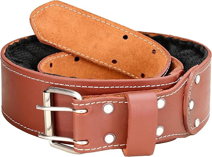 Leather tool belt for men grain leather work belts | 3 inch carpenter constaraction belt multipurpose along with foam padded tool belt 34" to 49"