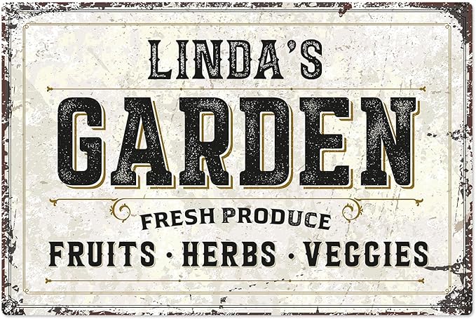 Custom Garden Fresh Produce Sign, Personalized Rustic Name for Backyard, Farm and Christmas Décor Sign, 12x18 Inches, Rust Free .063 Aluminum, Fade Resistant, Made in USA by Sigo Signs