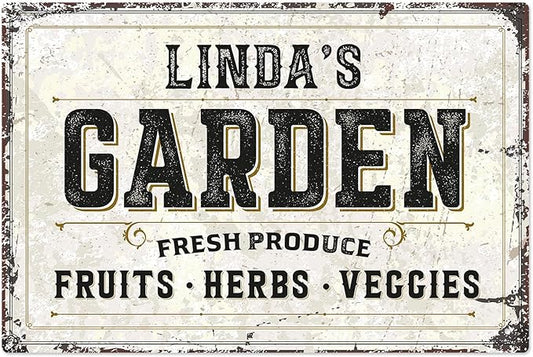 Custom Garden Fresh Produce Sign, Personalized Rustic Name for Backyard, Farm and Christmas Décor Sign, 12x18 Inches, Rust Free .063 Aluminum, Fade Resistant, Made in USA by Sigo Signs