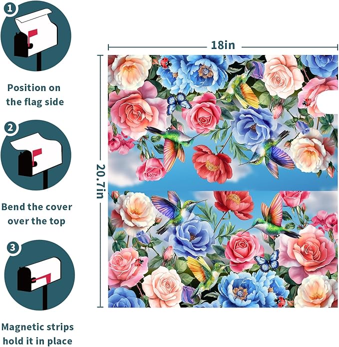 Floral Mailbox Covers Magnetic Standard Size 18 X 21 Inch Spring Butterfly Flower Magnetic Mailbox Cover Wildflowers Mailbox Wraps Post Box Cover Decoration Outdoor Garden Home Yard Outside