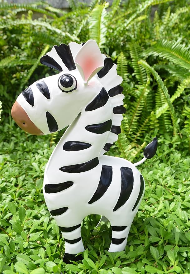 GIFTME 5 Metal Zebra Figurine Garden Outdoor Sculptures Decor,Cartoon Zebra Statues Home Decor for Kid's,Women,Family