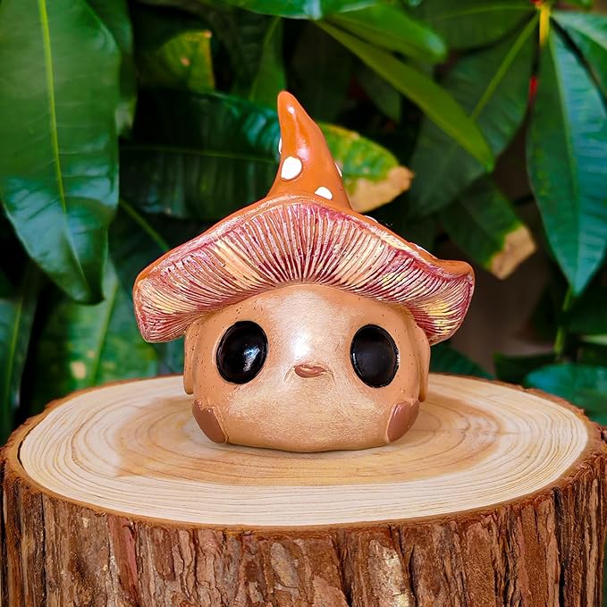 Whimsical Mushroom Garden Statue, Garden Mushrooms Outdoor Decor Gnome Garden Decor Fairy Garden Accessories for Yard, Patio, Home Desk, Backyard, Lawn Ornament Birthday Gift for Women and Men