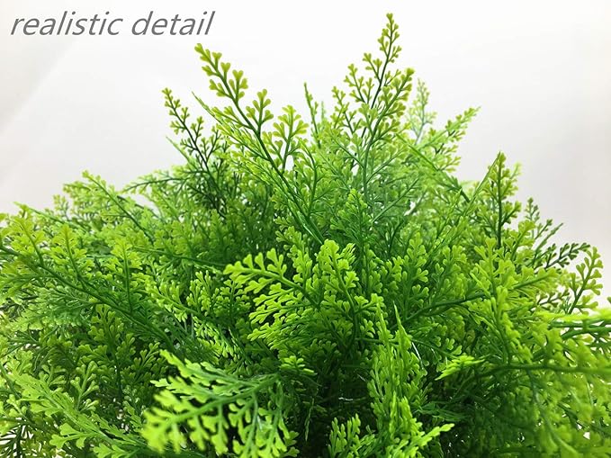 CATTREE Artificial Shrubs Bushes, Plastic Plants Fern Leaves Fake Persian Grass Wedding Indoor Outdoor Home Garden Verandah Kitchen Office Table Centerpieces Arrangements Christmas Decoration 8 pcs