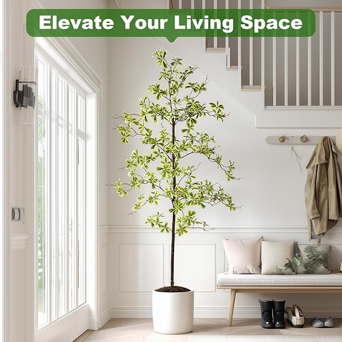 6FT Artificial Black Olive Tree Artificial Olive Plants, Tall Faux Olive Tree Faux Silk Plant Fake Plant Ultra-Realistic Silk Leaves & Natural Trunk Indoor Outdoor Use