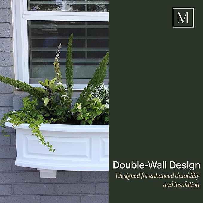 Mayne Nantucket 4-Foot Window Box – Self-Watering, Weather-Resistant Planter for Flowers – Durable Design for Outdoor Use, Perfect for Windows, Railings, or Fences