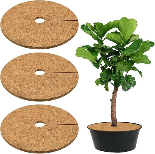 ZeeDix 3 Pack Coconut Fiber Mulch Ring, 30 Inch Coco Coir Tree Ring Mulch Mat, 100% Natural Tree Protector Mat Plant Cover Ring Coconut Coir Discs Tree Mats Mulch Rings for Indoor Outdoor Trees Plants