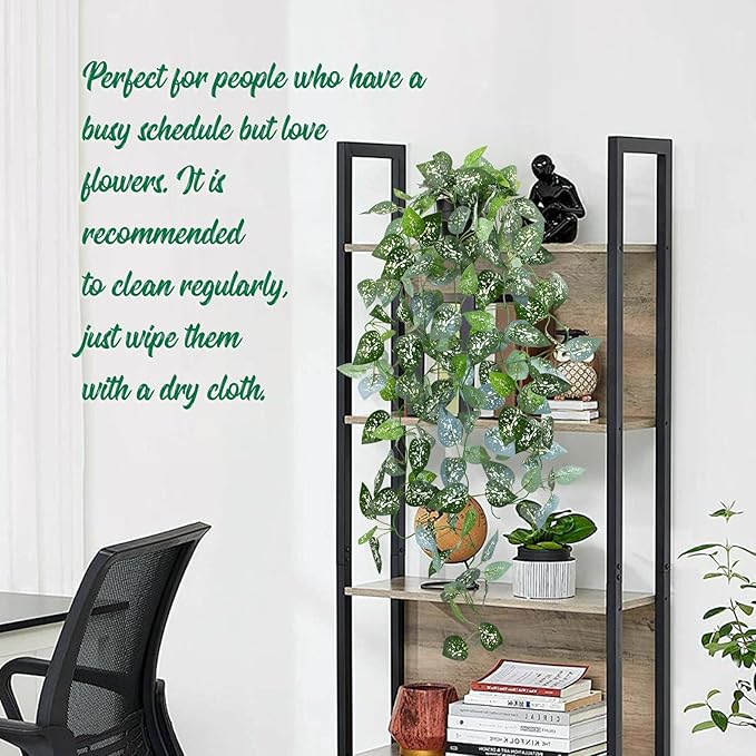 LOYWREE Fake Hanging Plant with Pot, Artificial Potted Fern Plant, 28.7-in Long Faux Hanging Vine Plant for Shelf Home Office Indoor Outdoor Garden Greenery Decor (Black Pot)