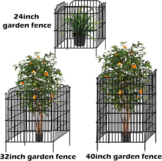 Decorative Garden Fence, 10 Panels 40 in(H) X 23.6 ft(L) Rustproof Metal Wire No Dig Dog Fence Outdoor for Yard, Temporary Tall Garden Fence Animal Barrier Decor for Yard & Patio