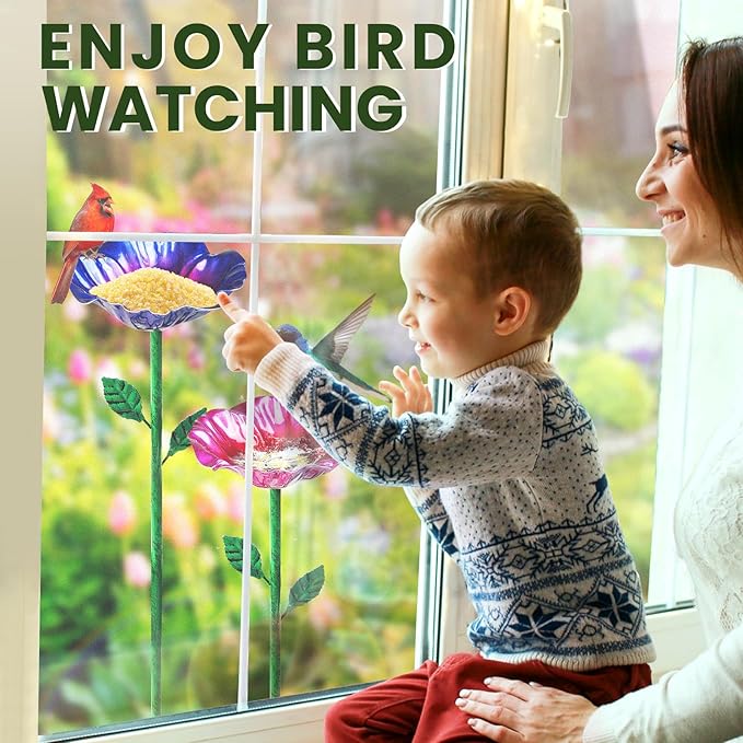 Metal Bird Baths for Outdoors, Garden Bird Bath & Bird Feeders with Metal Stake, Hummingbird Feeder for Outdoor Garden Yard Lawn Decor (5PCS)