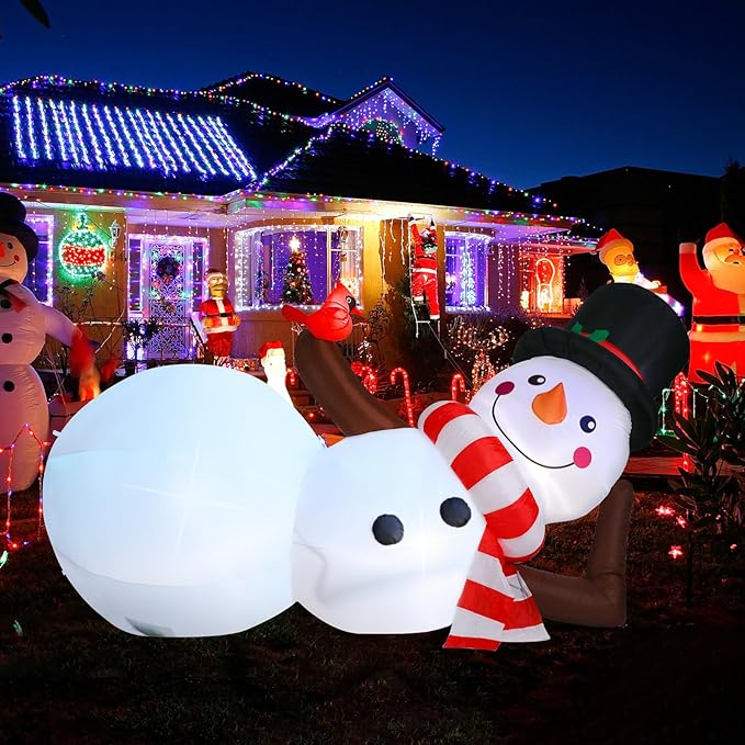 WONDER GARDEN 9.84 FT Christmas Inflatable Outdoor Decorations Christmas Snowman Blow Up Yard Decorations with LED Lights for Xmas Holiday Party Garden Patio Lawn Decor