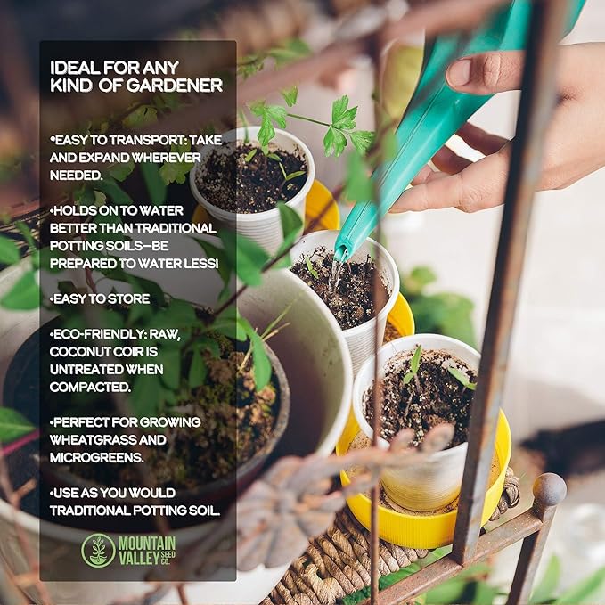 Minute Soil Organic Coco Peat 12 Pack – Lightweight Growing Bricks Expand to 18 Gal – Potting Mix for Microgreens, Herbs, Vegetables, Flowers, Indoor Containers, Seed Trays