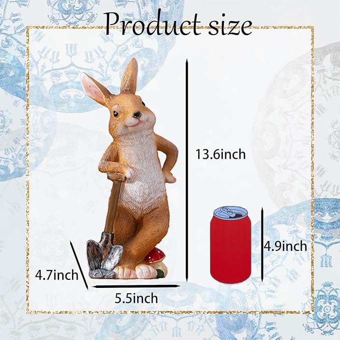Bunny Garden Statue Outdoor Decor Resin Funny Rabbit Statue for Outdoor Patio Lawn Yard Art Decoration Christmas Housewarming Gift