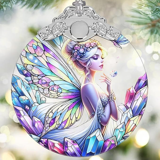 Enchanting Fairy Christmas Ornament - Stained Glass Hanging Decor for Tree - Gift for Friends, Sisters