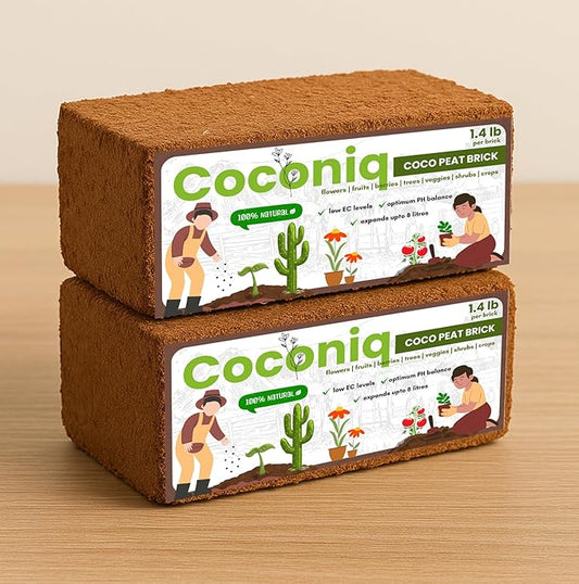 Premium Coco Coir Bricks 2 Pack - Lightweight Cocopeat for Garden Soil, Compressed Coconut Fiber Brick for Potting, Gardening, Planting, Seed Starting, Indoor & Outdoor Plants, Set of 2