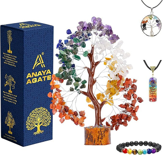 7 Chakra Healing Crystal Tree of Life Kit, Spiritual Decor for Home and Office, Feng Shui Money Bonsai Tree, Positive Energy for Women, Mom, Sister and House Warming Decoration