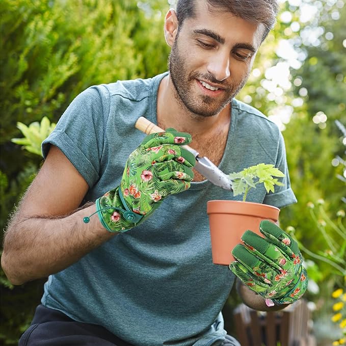 HLDD HANDLANDY Work Gloves for Women and Ladies, Leather Gardening Gloves Flexible Mechanic Working Gloves