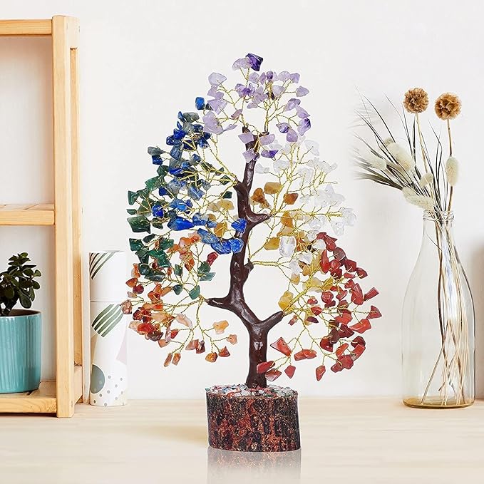 YATSKIA Chakra Crystal Tree - Handmade Healing Crystal Trees with 7 Chakra Stones - Decorative Tree of Life for Meditation, Feng Shui, and Home Decor - Unique Birthday Gifts for Women