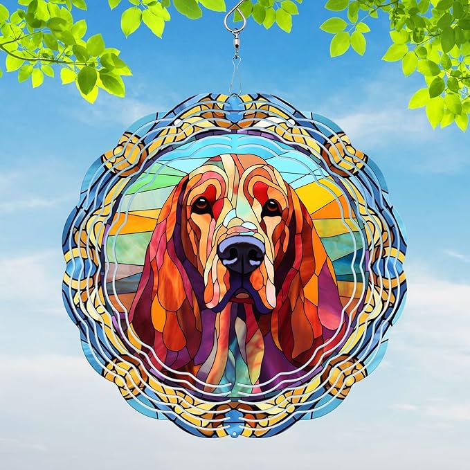 Bloodhound Yard and Garden Wind Spinner, Unique 3D Hanging Bloodhound Dog Wind Spinner