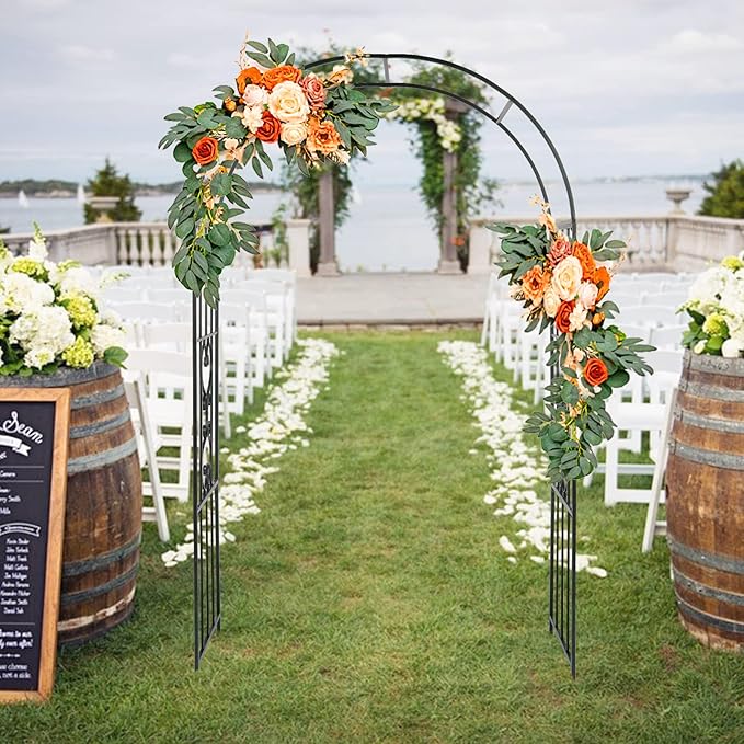 VINGLI Garden Arbor, Arch Walkway for Wedding Ceremony Party, Christmas Garden Decorations Steel Garden Trellis for Plant Climbing, Pergola for Garden, Backyard, Lawn, Bench (Dome)