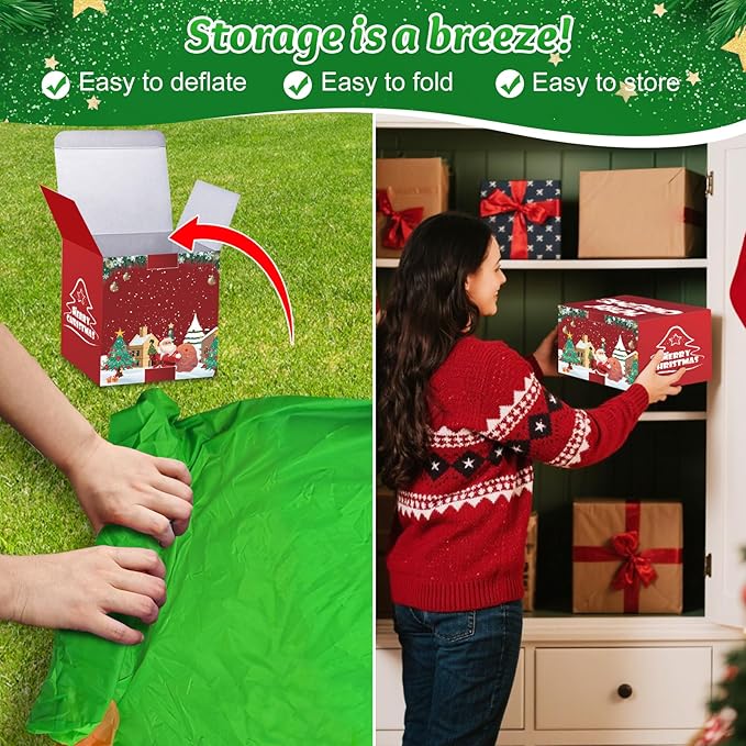 7 FT Tall Large Christmas Inflatables Santa Claus Tree Outdoor Decorations, Build-in LEDs Funny Xmas Blow Ups Yard Decoration for Winter Holiday Outside Garden Lawn Patio Indoor Party Inflated Decor