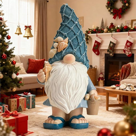 Beach Gnomes Statues,Ocean Gnomes,Nautical Themes Decoration,Beach, Gnome Carrying a Bucket