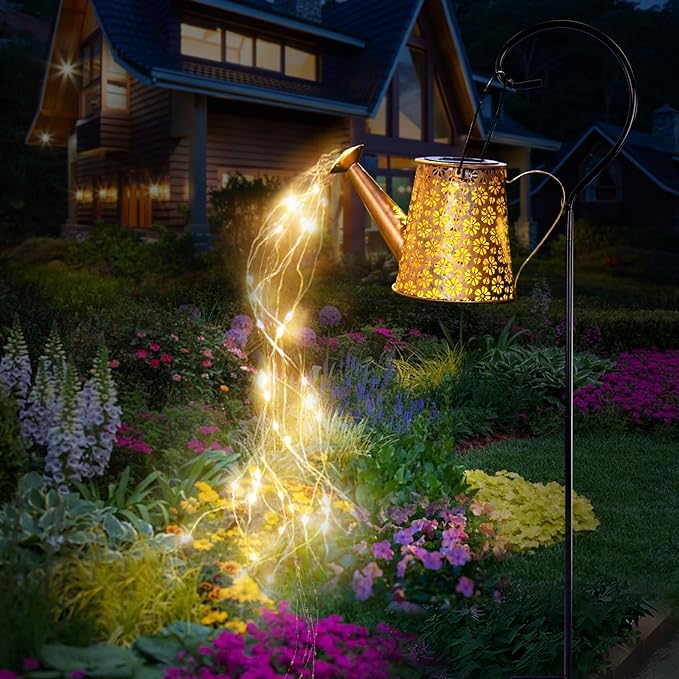 Solar Watering Can Lights,Metal Outdoor Garden Decor for Outside,IP65 Waterproof Hanging Lantern Lights, Yard Decorations Outdoor for Garden Pathway Christmas Gifts