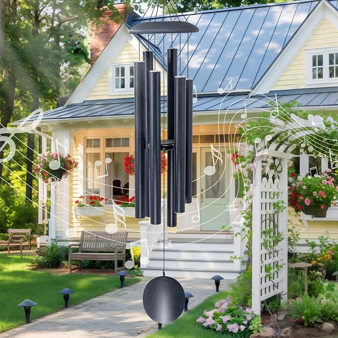 ASTARIN 45-Inch Wind Chimes for Outdoors,Memorial Wind Chimes Large with 6 Heavy Tubes, Gift for Mom Women Grandma Neighbors,Large Deep Tone for Garden Hanging Decor, Sympathy Gifts,Midnight Blue