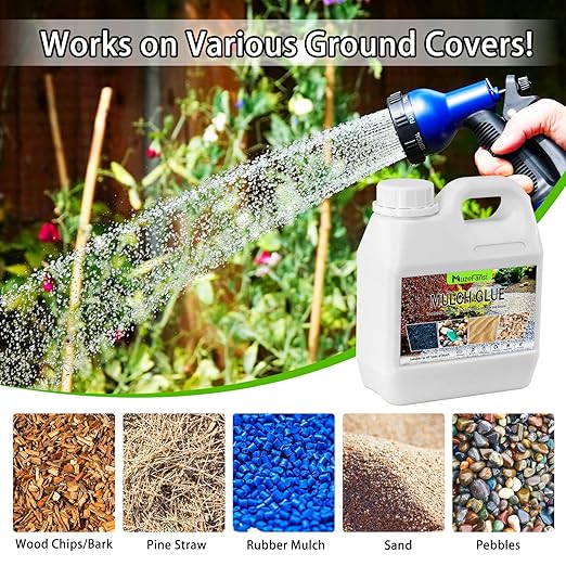 135oz Mulch Glue, Landscaping Mulch Glue, Gravel & Rock Binder for Pea Gravel, Stones & Mulch – Strong Hold for Garden, Yard & Outdoor Projects