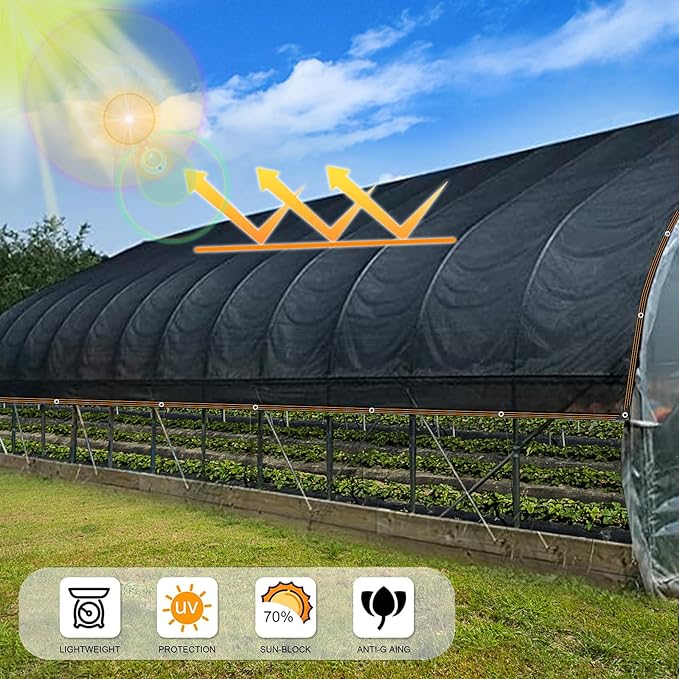 Shade Cloth, 80%-90% Garden Shade Mesh Net with Grommets, Outdoor Black Sunblock Neting Antifreezing Cover for Plant Pergola Patio Greenhouse Chicken Coop, 3x16FT