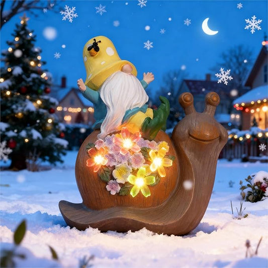 Solar Gnomes Outdoor Snail Garden Statue for Yard with Outdoor Decorations for Patio Mom Gift