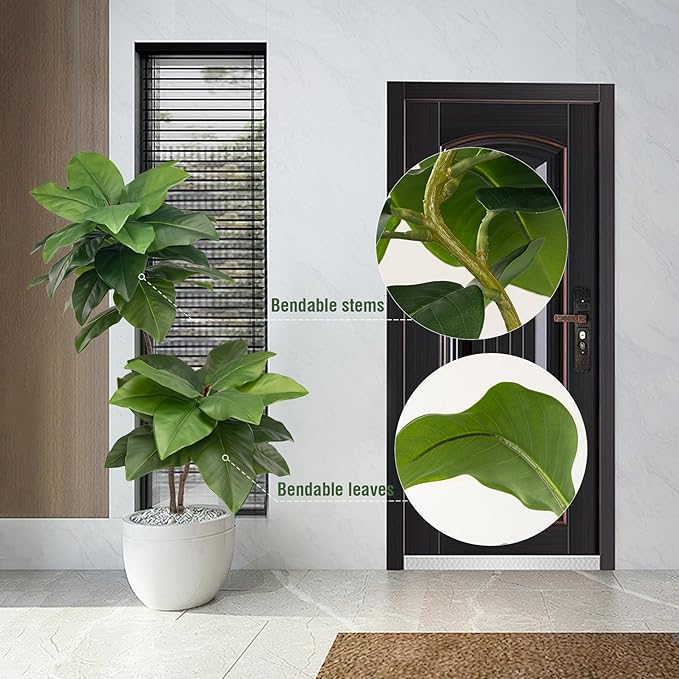 Fake Plants Living Room Decor Artificial Plants Outdoor Home Decor Fake Tree Office Decor Fiddle Leaf Fig Tree Tall Fake Plant Artificial Greenery 3.9ft Porch Decor Nearly Natural Artificial Plants