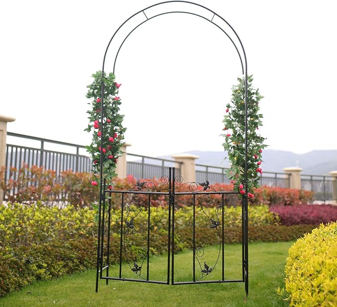 Steel Garden Arch, 7'6" High x 3'9" Wide, Garden Arbor for Various Climbing Plant, Outdoor Garden Lawn Backyard